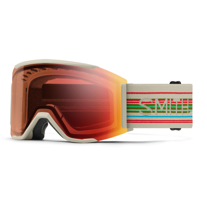 SMITH SQUAD MAG LOW BRIDGE FIT CHALK STRAIGHTLINE | PRO PHOTOCHROMIC RED MIRROR & STORM BLUE SENSOR MIRROR